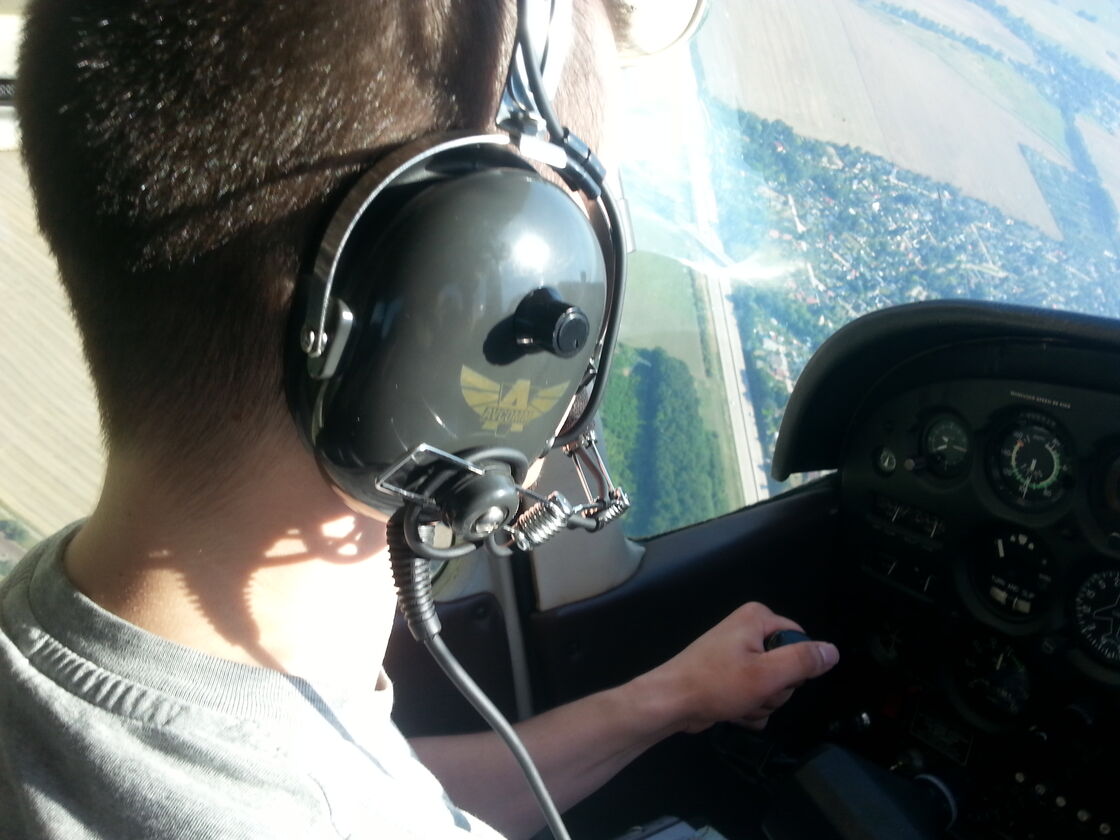 Paulo flying in the cockpit